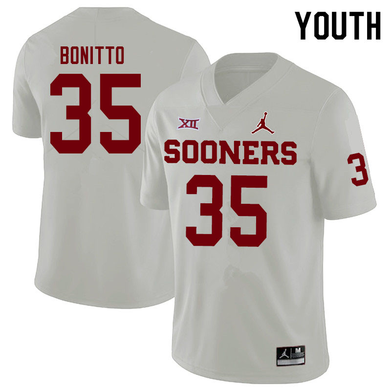 Youth #35 Nik Bonitto Oklahoma Sooners Jordan Brand College Football Jerseys Sale-White